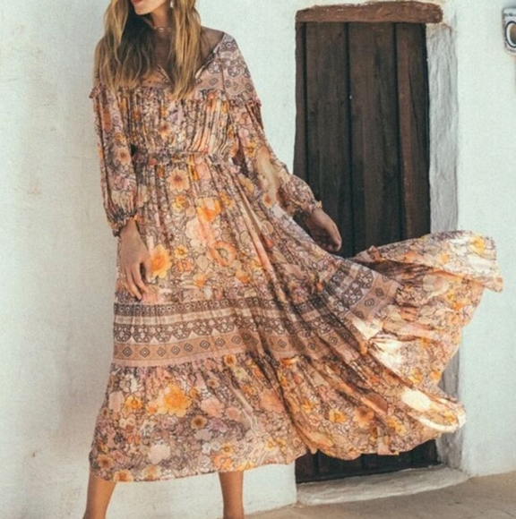 NEW Spell and The Gypsy Amethyst Long Viscose Dress XS pink rose - Picture 2 of 7